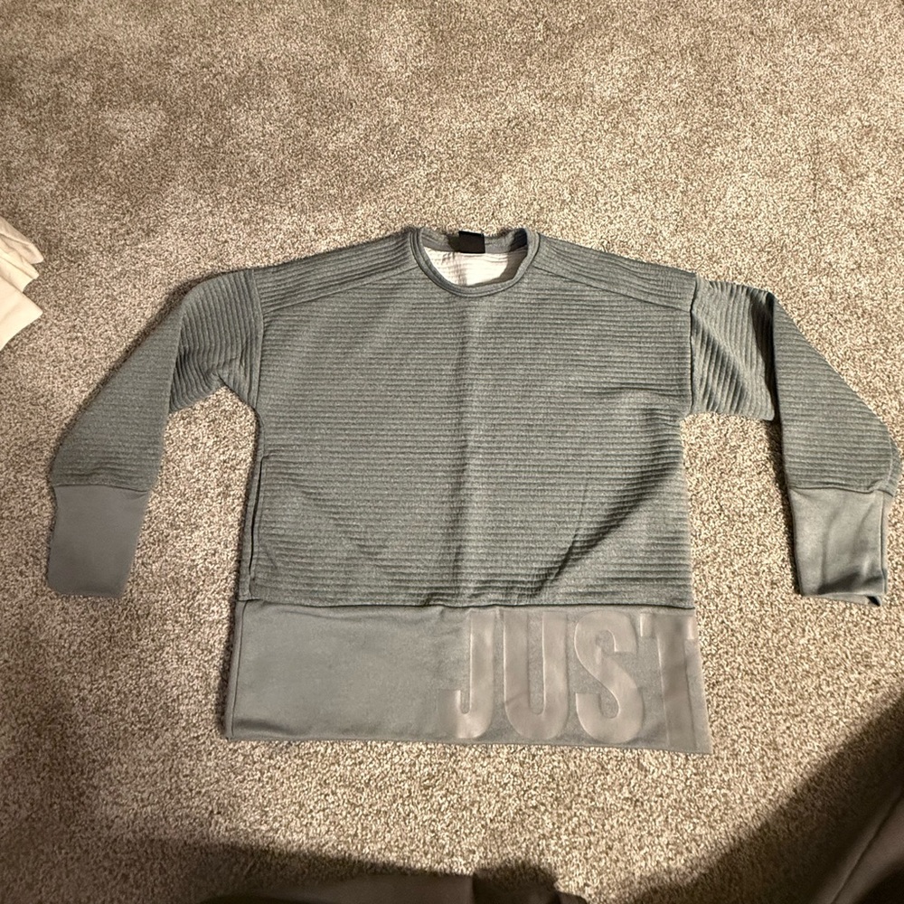 Nike Men's Ribbed Gray Crewneck Sweater